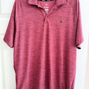 Hurley Men's Burgundy Polo Shirt Size Large